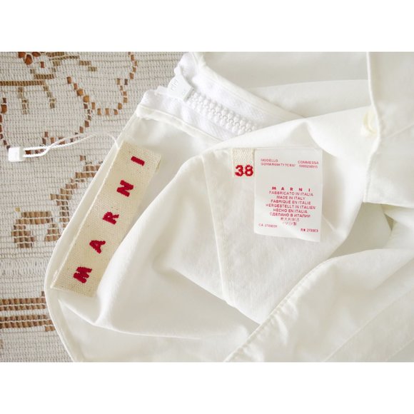 Marni White Cotton Laminate Contrast Draped Midi Skirt size IT 38 US 2 - Picture 4 of 9